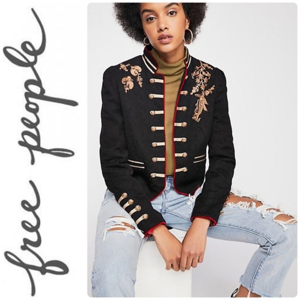 Free People, Military Embroidered Jacket, Large